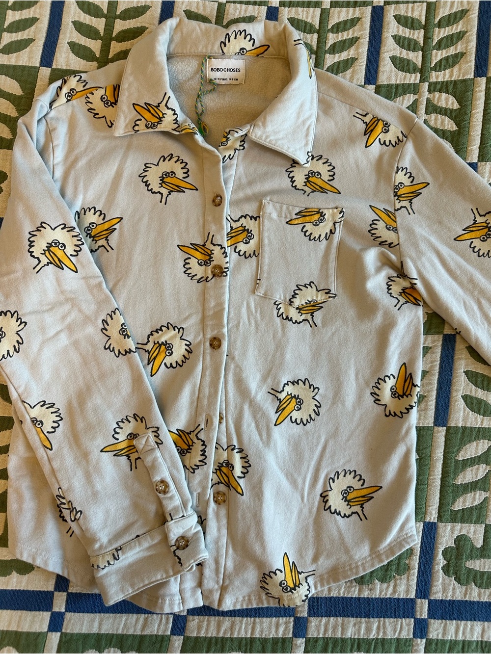 Bobo Choses hello birdie button shirt girl/boy